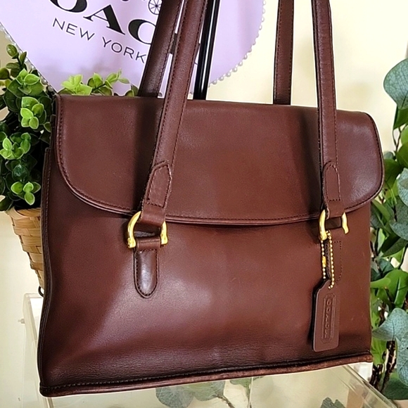 CoachVintage9808EquestrianFlapBagMahoganyBrownBrassHardwareUSA🇺🇸 - Picture 3 of 17